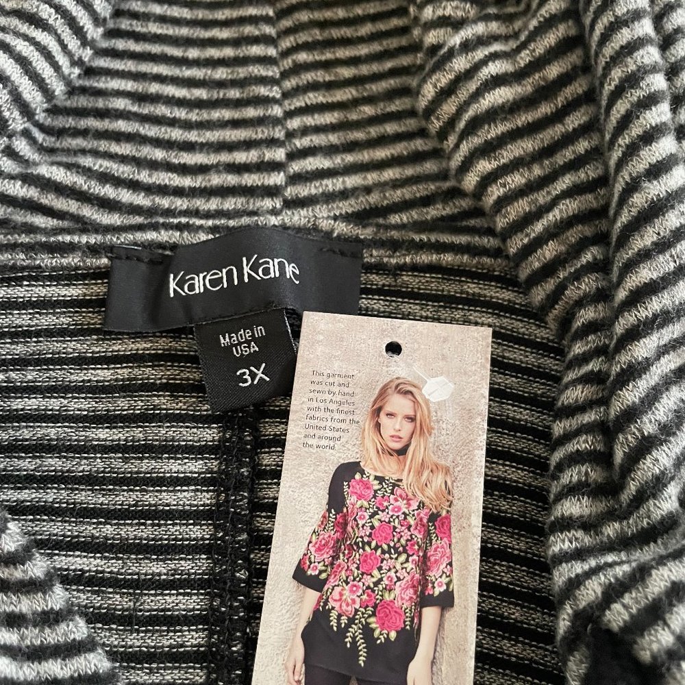 Karen Kane Cowl Neck Hoodie- black and white stripe